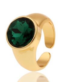 Fashion Green Copper Inlaid Round Zirconium Ring