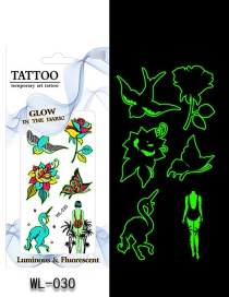 Etiqueta Engomada Luminosa Del Tatuaje De Halloween De Dibujos Animados