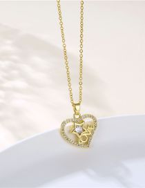 Collar De Carta De Amor Con Pentagrama De Diamantes Y Acero Titanio