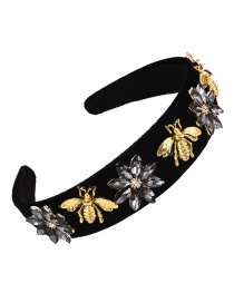 Fashion Gun Black Fabric Alloy Diamond Flower Bee Headband (3cm)