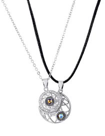 Fashion Silver Sun And Moon Projection Magnetic Necklace