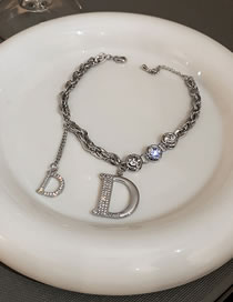 Fashion Silver Alloy Diamond Letter Bracelet