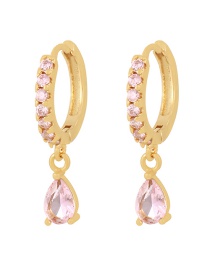Fashion Light Pink Copper Inlaid Zirconium Drop Earrings