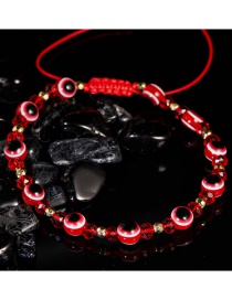 Fashion #red Geometric Round Eyes Crystal Beaded Bracelet