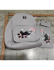 Fashion Grey Pu Large Capacity Backpack