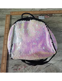 Fashion Pink Sequined Bulky Backpack