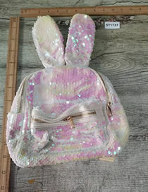 Fashion White Sequin Rabbit Ears Large Capacity Backpack
