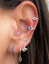 Fashion 6 Piece Set Copper Inlaid Zirconium Eye Ear Ring Set