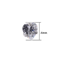 Fashion Grab Heart White Zirconium - 4mm - Thread Is 1.2mm Titanium Steel Grabbing Zirconium Moon Five-star Disc Geometric Puncture Buried Bone Nail Implant