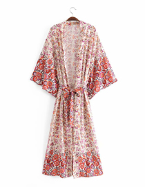 Vestido Kimono Con Cordones Y Estampado De Flores