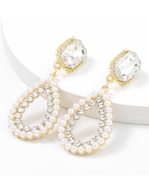 Aretes Colgantes De Perlas De Diamantes De Aleación
