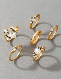 Conjunto De Anillo De Oro Con Diamantes Y Perlas