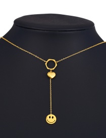 Fashion Golden Copper Smiley Love Necklace