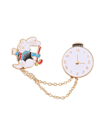Fashion Gold Coloren Cartoon Rabbit Watch Chain Alloy Brooch
