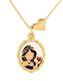 Fashion Color 1 Copper Oil Drop Double-sided Princess Love Pendant Necklace