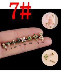Fashion 881-gold 7# Brass Zirconia Cross Piercing Stud Earrings