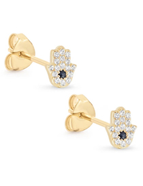 Fashion Golden Color Metal Diamond Palm Stud Earrings