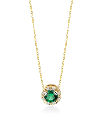 Fashion Golden#1 Green Diamond Silver Diamond Round Necklace
