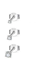 Fashion Platinum-3 Only One Set Silver Diamond Gee Strus Earrings Set