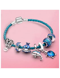 Fashion A Metal Geometric Dolphin Turtle Love Multi -element Bracelet