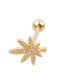 Fashion Gold Stainless Steel Geometric Leaf Piercing Tongue Nails