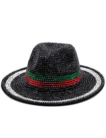 Sombrero De Algodón Con Ala Ancha Y Rombos