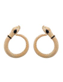 Fashion Black Alloy Diamond Snake Stud Earrings