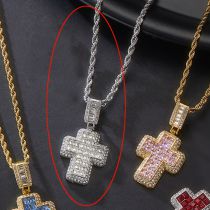 Fashion Silver White Pendant + 50cm Twist Alloy Diamond Cross Mens Necklace