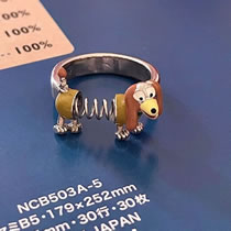 Fashion Spring Dog—silver Ring Cartoon Spring Dog Dripping Oil Male Ring