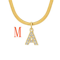 Fashion 2#m Titanium Steel Diamond 26 Alphabet Snake Bone Chain Necklace