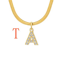 Fashion 2#t Titanium Steel Diamond 26 Alphabet Snake Bone Chain Necklace