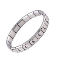 Fashion Silver Stainless Steel Geometric Tai Chi Square Bracelet