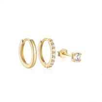 Fashion 3 Sets Of Gold-white Diamonds Metal Diamond Geometric Earring Set