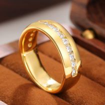 Copper And Diamond Geometric Men's Ring