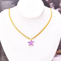 Fashion Purple Starfish Titanium Steel Crystal Starfish Snake Bone Chain Necklace