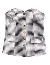 Polyester Check Button-up Top