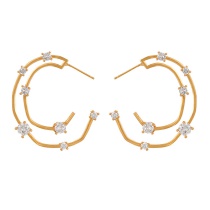 Fashion Golden 4 Copper Set Zircon Geometric Earrings