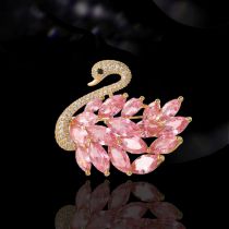 Fashion Gold Copper And Diamond Swan Brooch