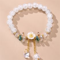 Fashion White Glass Beaded Flower Bracelet