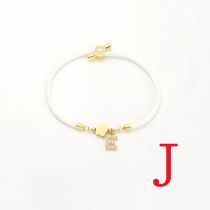 Fashion White Five-leaf Titanium Steel + Copper Micro-inlaid Letters + Positioning Beads J Stainless Steel Diamond 26 Letter Flower Bracelet