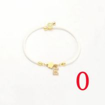 Fashion White Five-leaf Titanium Steel + Copper Micro-inlaid Letters + Positioning Beads O Stainless Steel Diamond 26 Letter Flower Bracelet
