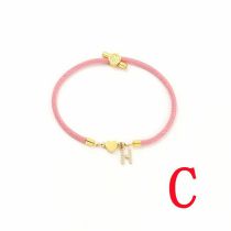 Fashion Pink Love Titanium Steel + Copper Micro-inlaid Letters + Positioning Bead C Stainless Steel Diamond 26 Letter Love Bracelet