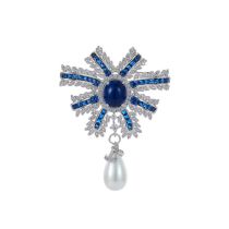Fashion Flower Pearl Brooch Metal Diamond Snowflake Pearl Brooch