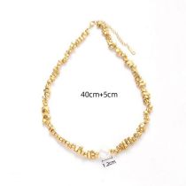 Fashion Gold Necklace Broken Silver Beaded Pearl Geometric Necklace