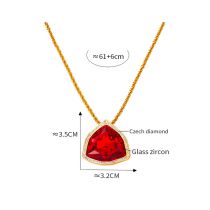 Fashion Red Glass Zircon Necklace Titanium Steel Diamond Geometric Necklace