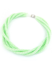 Vintage Green Candy Color Multilayer Mesh Beads Twist Design Alloy Chokers