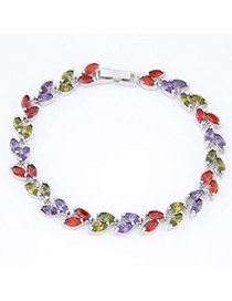 Ethnic Multicolor Gemstone Decorated Simple Design Alloy Crystal Bracelets