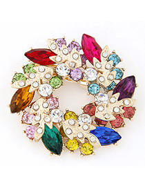 Hemp Multicolor Diamond Decorated Leaf Shape Design Alloy Korean Brooches