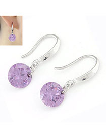 Lovable Purple Diamond Decorated Simple Design Cuprum Korean Earrings