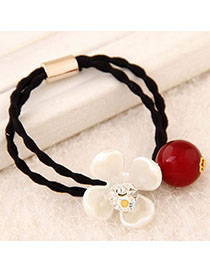 Players Whtie & Red Diamond Decorated Flower Design Rubber Band Hair Band Hair Hoop